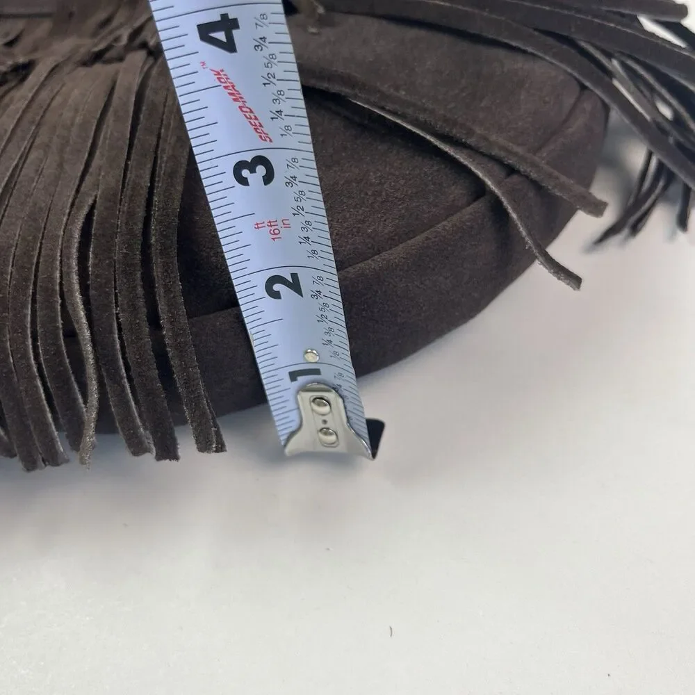 Vilenca Holland Dark Brown Suede Fringe Hobo Bag Boho Festival Western NWT